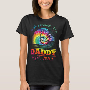 Mens Tie Die Promoted To Daddy 2023 First Time Fat T-Shirt