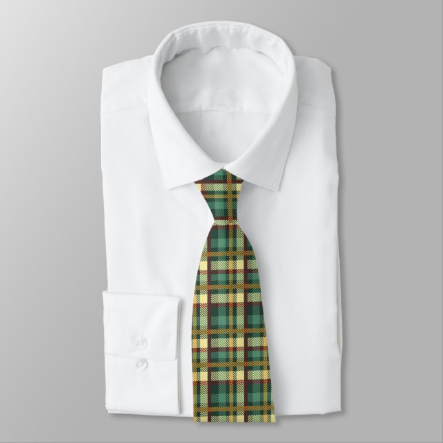 Men's Tie-Green Plaid Tie (Tied)
