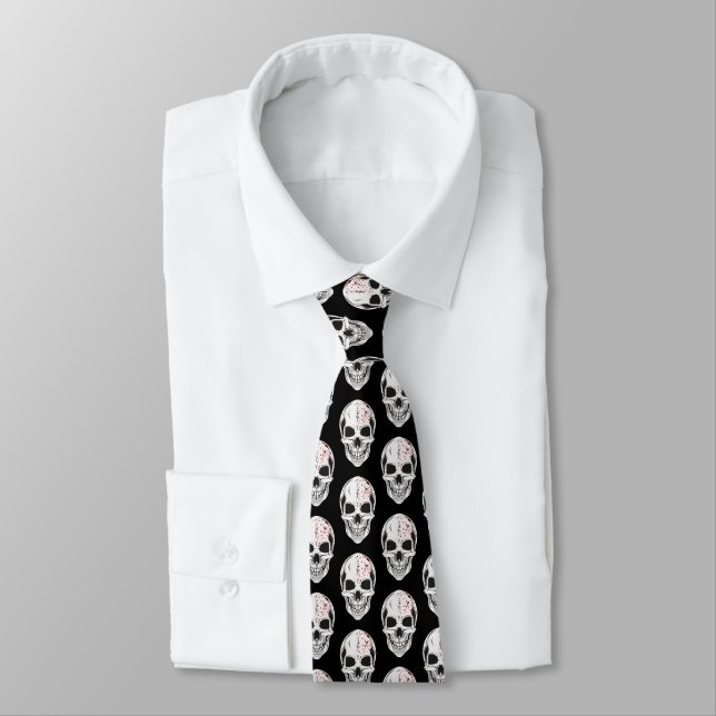 Men's Tie-Halloween Skulls Tie (Tied)
