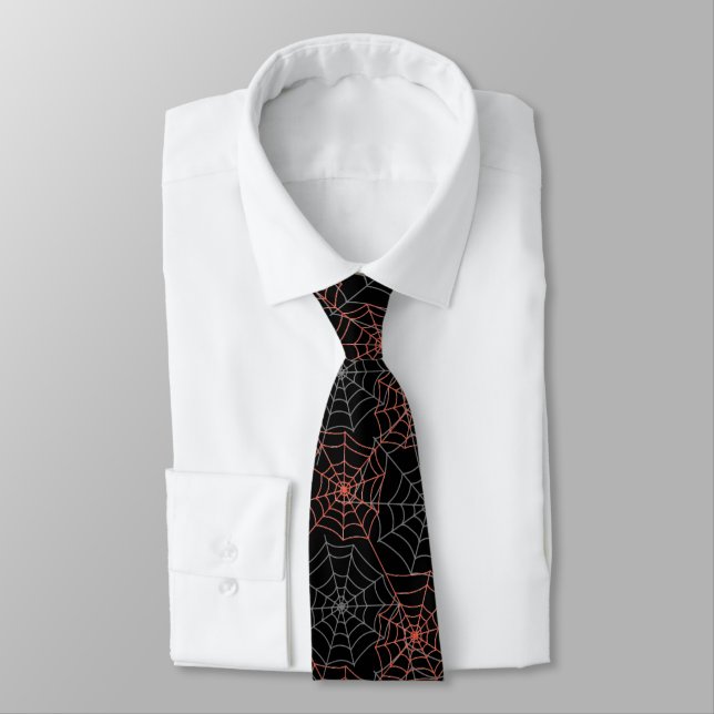 Men's Tie-Halloween Spider Webs Tie (Tied)