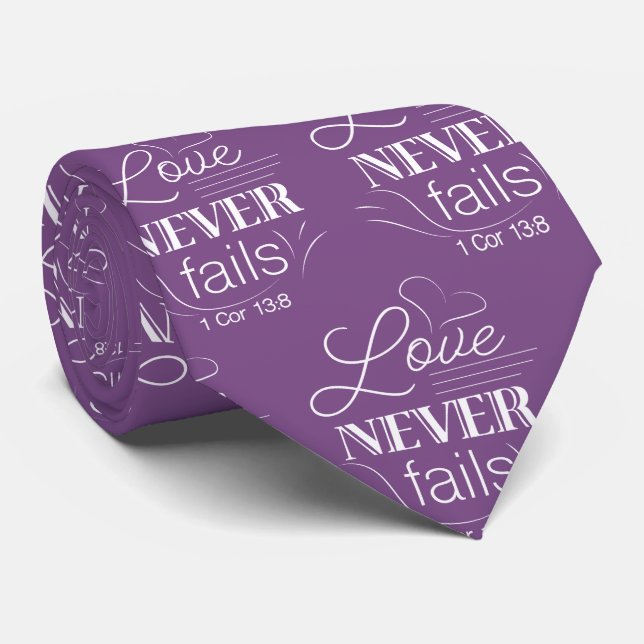 Mens Tie, Love Never Fails Tie (Rolled)