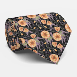 Mens Tie, Warm Peaches on Lilacs Tie