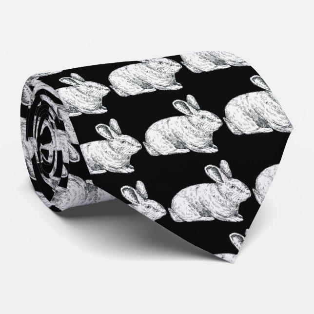 Men's Ties, Farm Animal Collection, Rabbit Tie (Rolled)