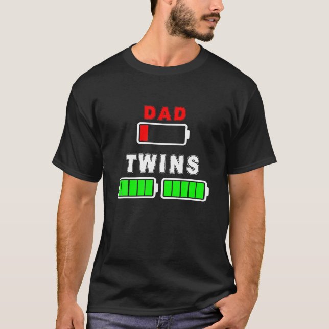 Mens Tired Dad Low Battery Of Twins Full Charge Fu T-Shirt (Front)