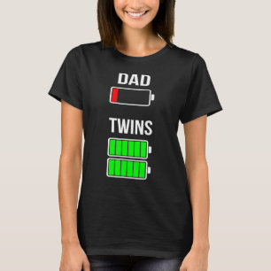 Mens Tired Dad Low Battery Twins Full Charge Dadd T-Shirt