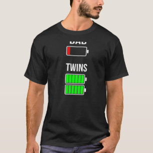 Mens Tired Dad Low Battery Twins Full Charge T-Shirt