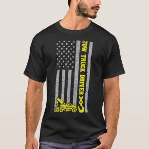 Mens Tow Truck Driver Hook Chain Flag American Usa T-Shirt