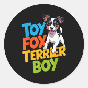 Mens toy fox terrier boy cartoon small amertoy pet classic round sticker