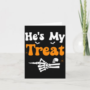 Mens treat skeleton couples matching halloween card