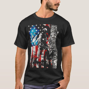 Mens Tree Climber US Flag Arborist  T-Shirt