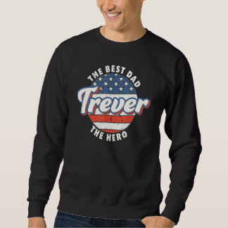 Mens Trever Best Dad Hero US Flag Personalised Fat Sweatshirt
