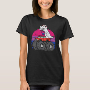 Mens Trex Monster Truck Bisexual Sunset Retro Bi P T-Shirt