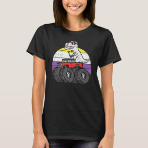 Mens Trex Monster Truck Nonbinary Sunset Retro Enb T-Shirt