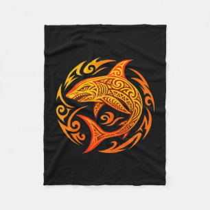 Mens tribal shark design performance fleece blanket