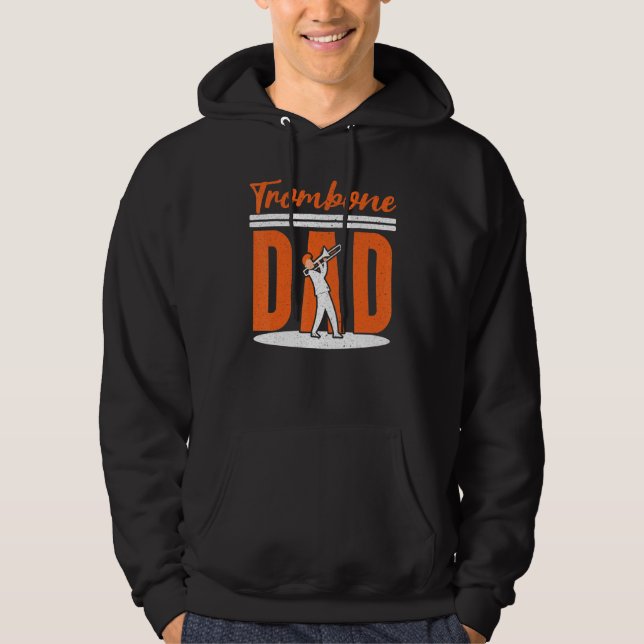 Mens Trombone Dad Trombonist Musician Instrumental Hoodie (Front)