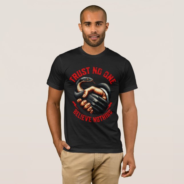 Men's "Trust No One" Skeletal Handshake Tee  (Front Full)