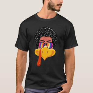 Mens Turkey Face boy Curly hair sunglasses tie dye T-Shirt