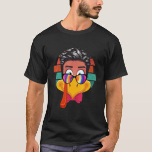 Mens Turkey Face boy hair sunglasses tie dye thank T-Shirt