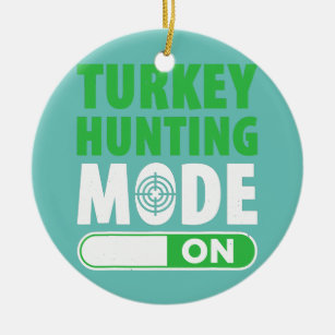 Mens Turkey Hunting Mode On Turkey Hunter Loves Ceramic Tree Decoration