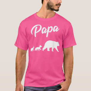 Mens Twin Dad Papa Bear Two Cubs 2 Kids Father's T-Shirt