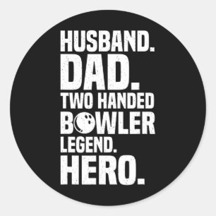 Mens Two Handed Bowler Funny Bowling For Dads Classic Round Sticker