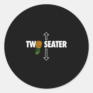 Mens two seater swinger mens funny upside down classic round sticker