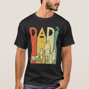 Mens Two Times Dad Motorcycle Father Dad 2 Kids Fa T-Shirt