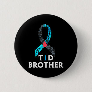 Mens Type 1 Diabetes Brother - World Diabetes Day 6 Cm Round Badge