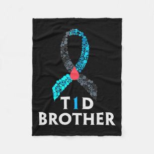 Mens Type 1 Diabetes Brother - World Diabetes Day Fleece Blanket