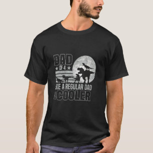 Mens Tyrannosaurus Rex Dinosaur Dad Of 4 Kids Fath T-Shirt