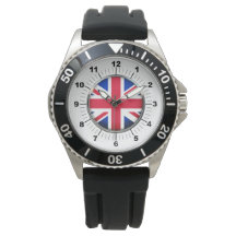 Men's UK Flag Protector Black Rubber Strap Watch