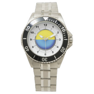 Men's Ukraine Flag  Stainless Steel Bracelet Watch