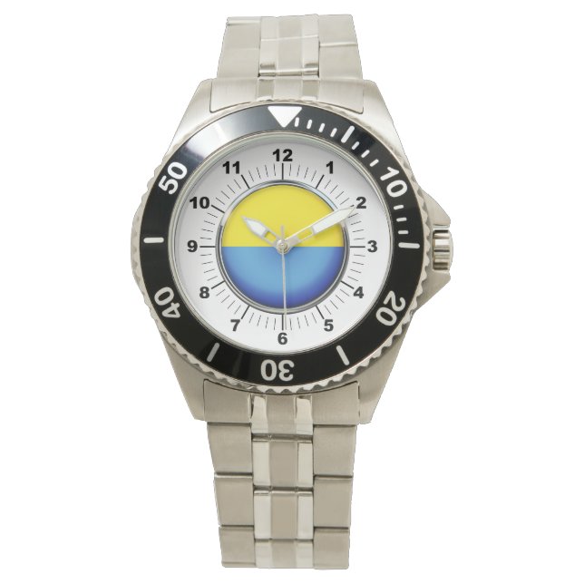 Men's Ukraine Flag  Stainless Steel Bracelet Watch (Front)