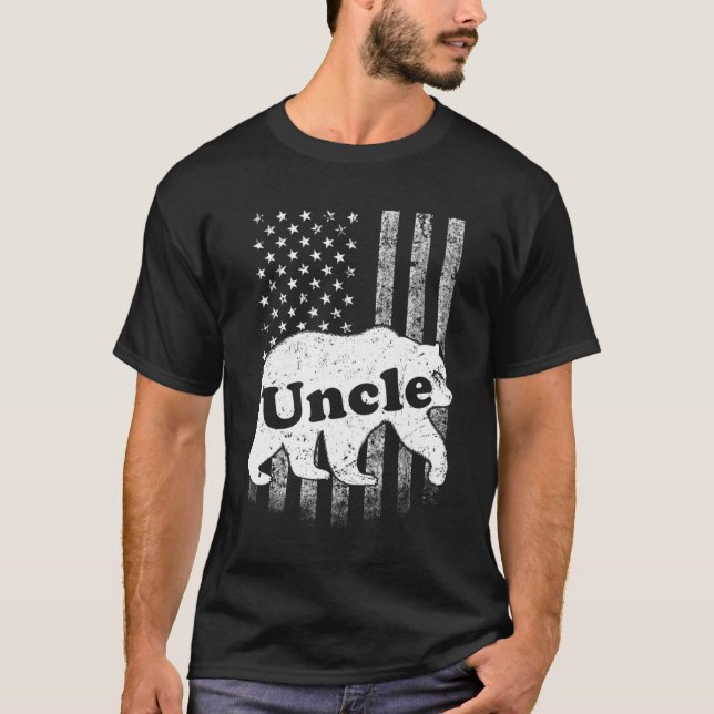 Mens Uncle Bear Camouflage Usa American Flag Gift  T-Shirt (Front)