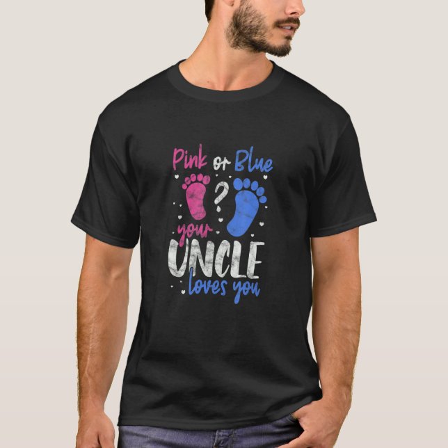 Mens Uncle Gender Reveal Pink Or Blue Your Uncle L T-Shirt (Front)