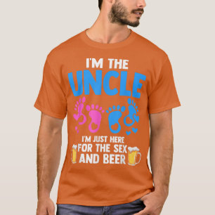 Mens Uncle Here for the se and beer Gender Reveal T-Shirt