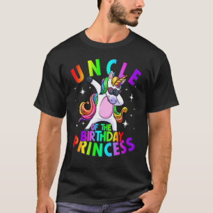 Mens Uncle of Birthday Princess Dabbing Unicorn T-Shirt