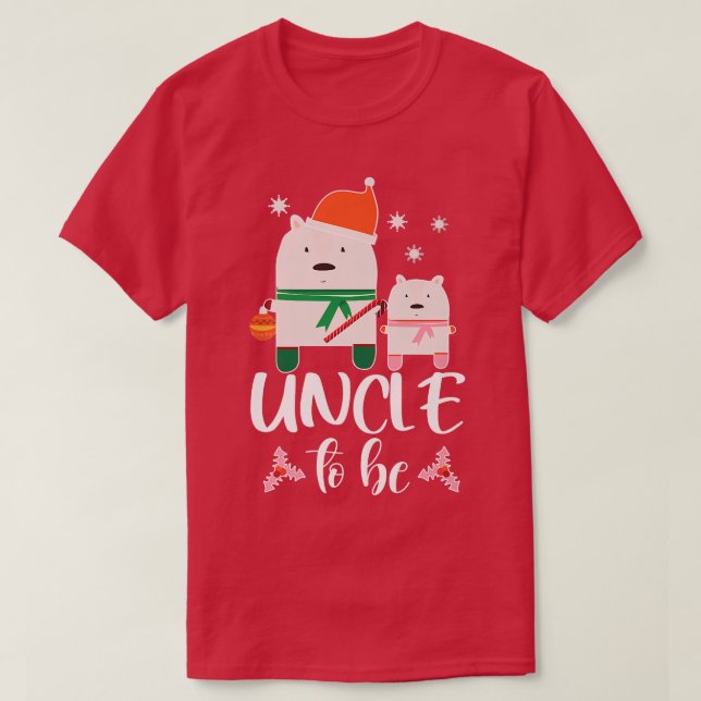 Mens Uncle To Be Polar Bear Christmas Baby Shower  T-Shirt (Design Front)