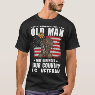 Mens Underestimate An Old Man Who Defended Country T-Shirt