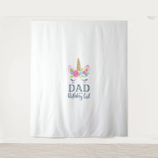 Mens Unicorn Dad of the Birthday Girl Matching Par Tapestry