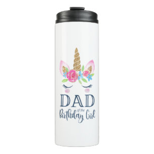 Mens Unicorn Dad of the Birthday Girl Matching Par Thermal Tumbler