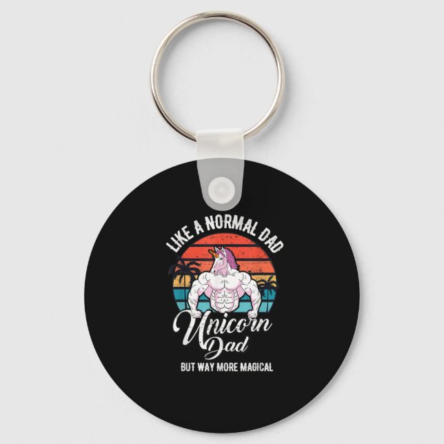Mens Unicorn Dad Unicorns Gym Workout Gift Key Ring (Front)