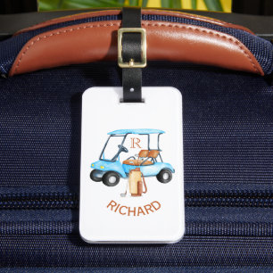 Men's Unique Custom Cart Monogram Name Bag or Luggage Tag