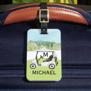 Men's Unique Custom Cart Monogram Name Bag or Luggage Tag