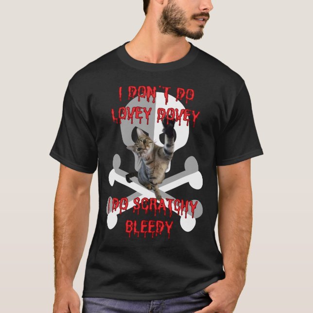 Men's / Unisex "I Don't Do Lovey Dovey" Funny Cat T-Shirt (Front)