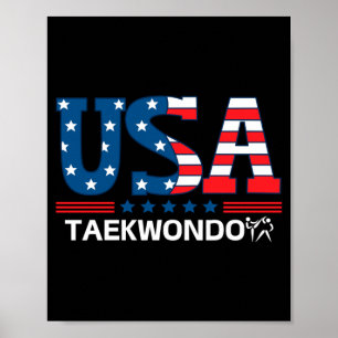 Mens United States Flag Taekwondo Usa Team Sport Poster