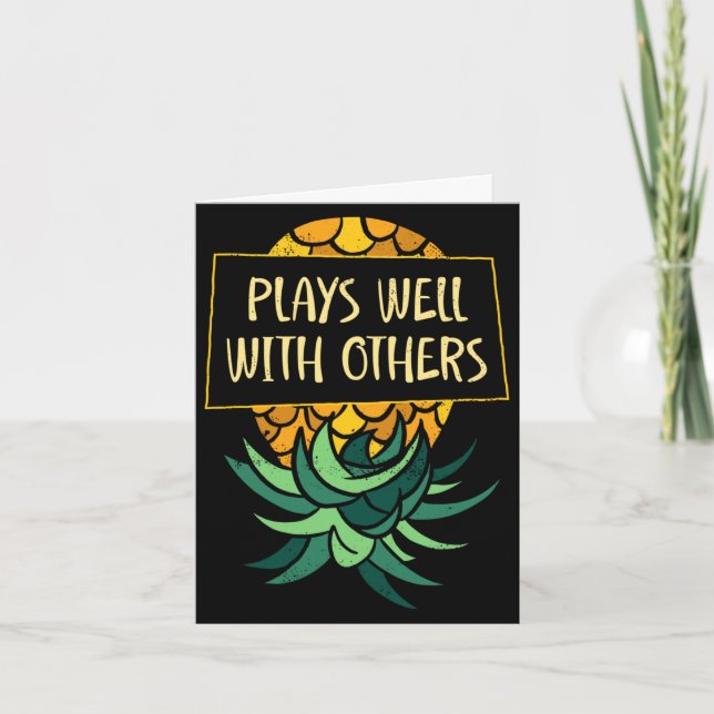 Mens upside down pineapple plays others funny card (Front)