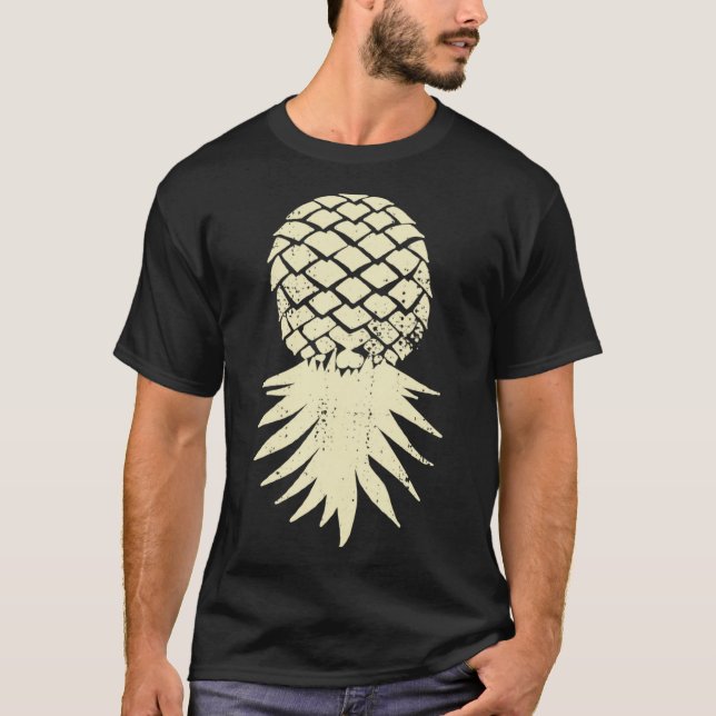 Mens upside down pineapple subtle vacation funny T-Shirt (Front)