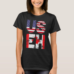 Mens Us Eh I Canada American Flag T-Shirt