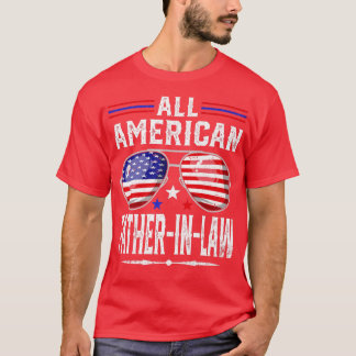 Mens US Flag Father's Day All American FatherInLaw T-Shirt